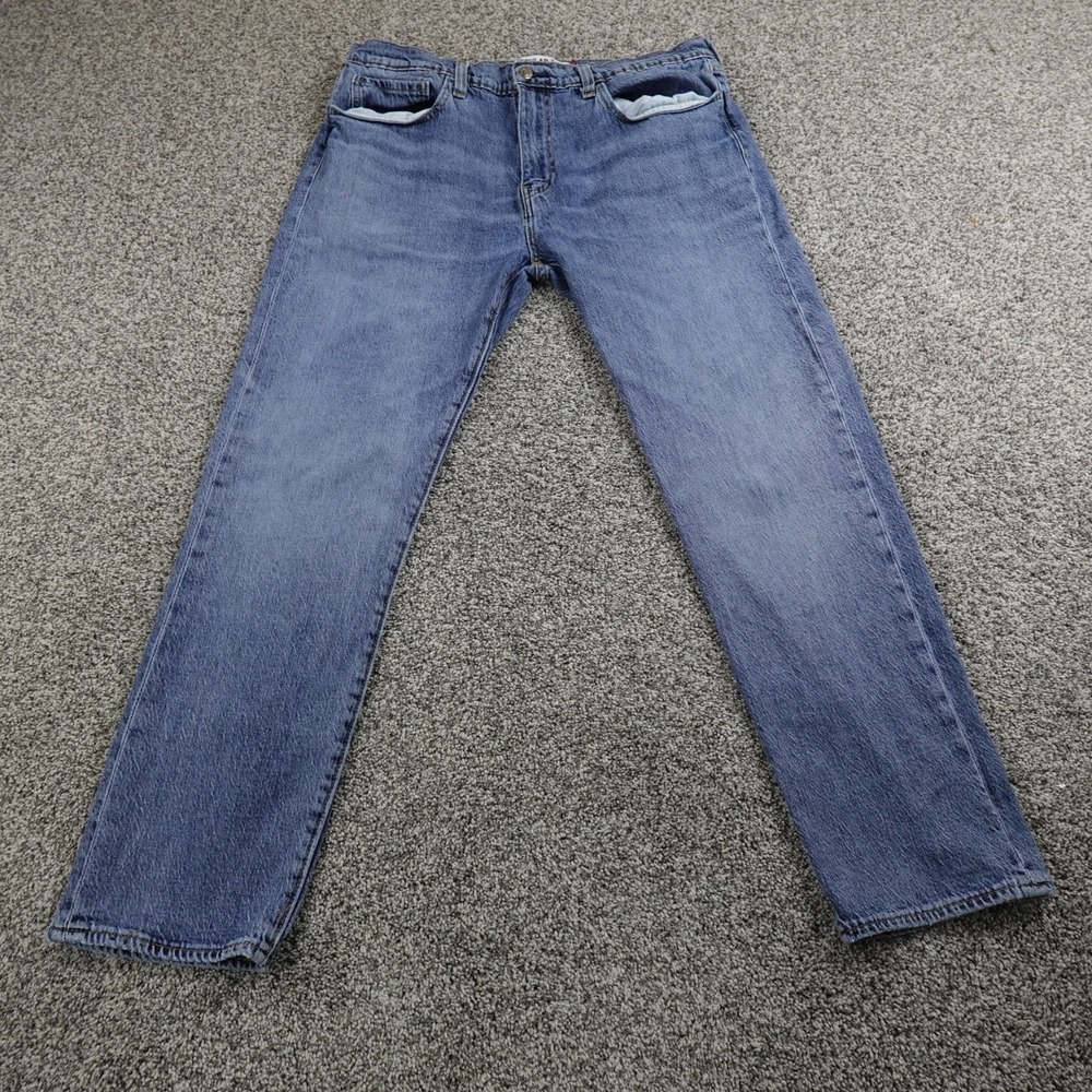 Levis Jeans Mens 36X30 Dark Blue Denim Pants 505 Straight Work Stretch American